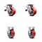 Service Caster 5 Inch Red Poly on Cast Iron Caster Set with Roller Bearings 2 Brakes 2 Rigid SCC-TTL30S520-PUR-RS-2-R-2 - alternate 1